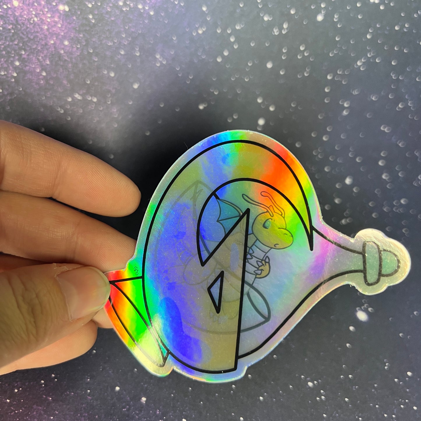 Dragonite in a Bottle Pokémon Holographic Waterproof Sticker