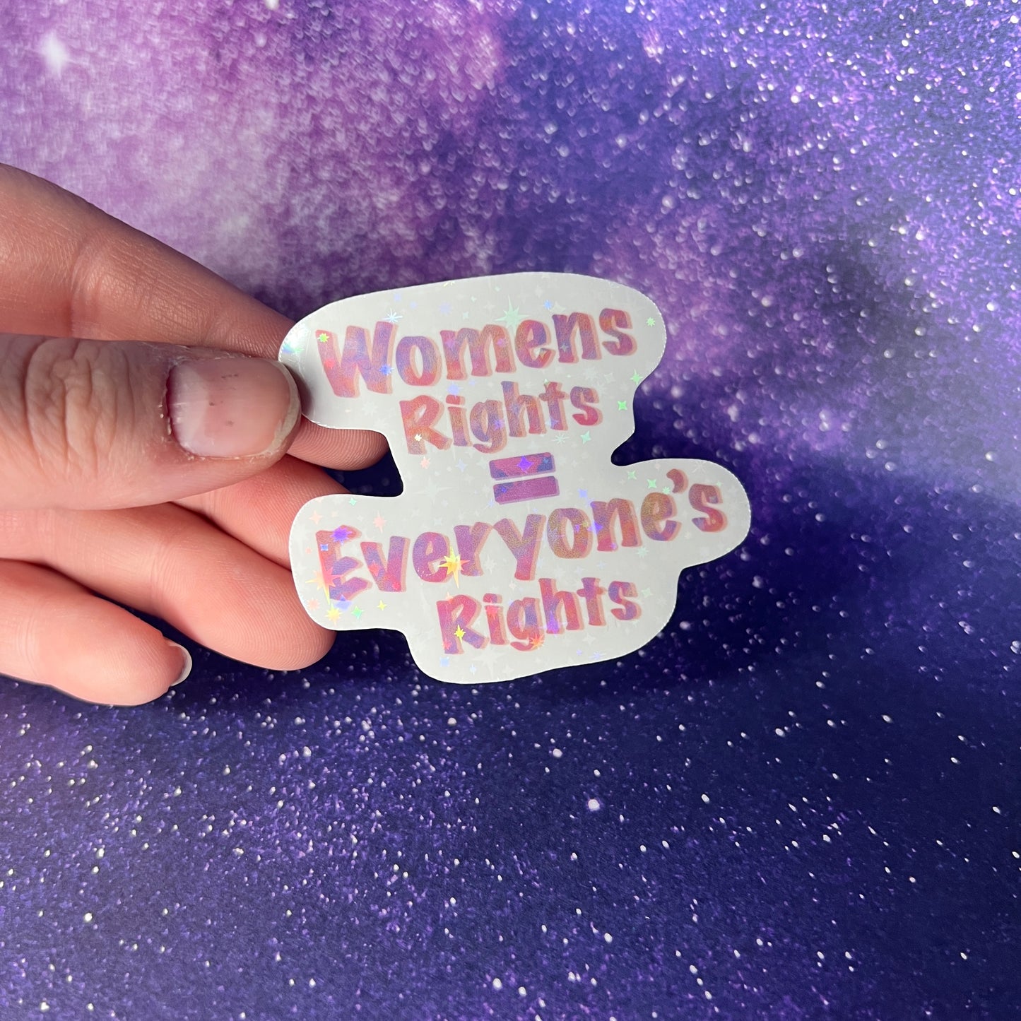 Womens Rights Star Holographic Water Resistant Sticker