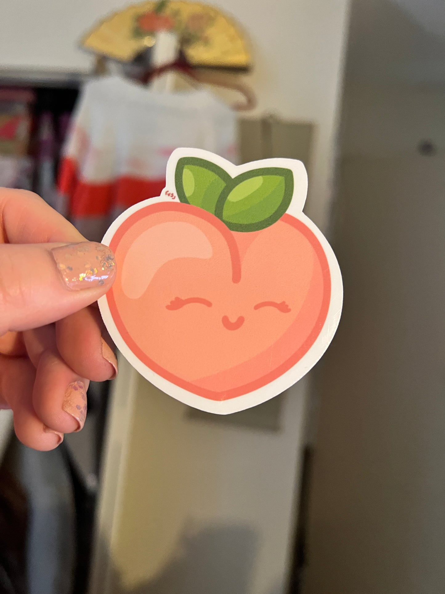 Cutie Peach Water Resistant Sticker