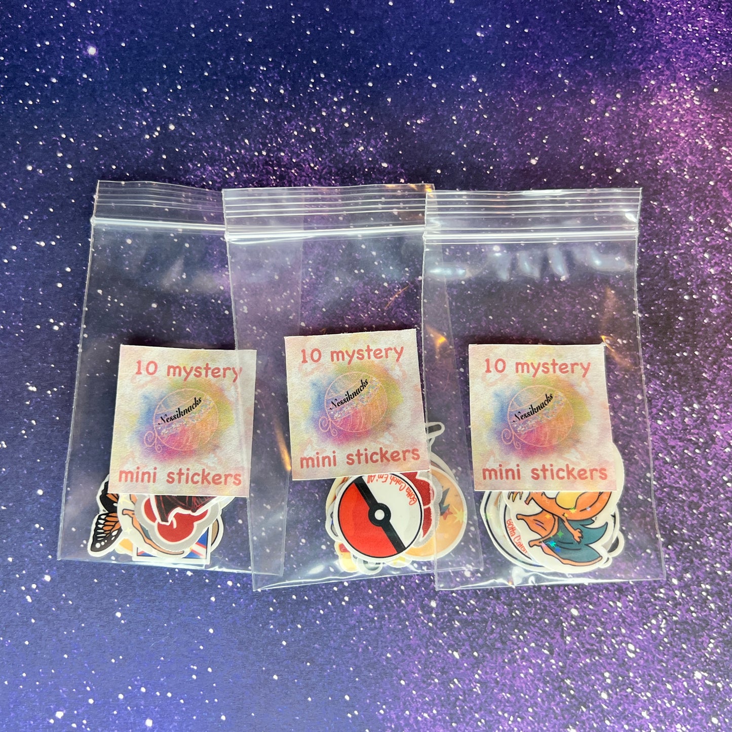10 Mini Mystery Stickers Water Resistant