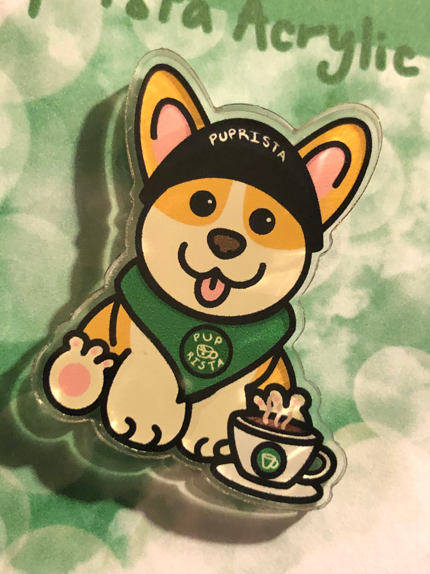 Puprista Barista Puppy Acrylic Pin