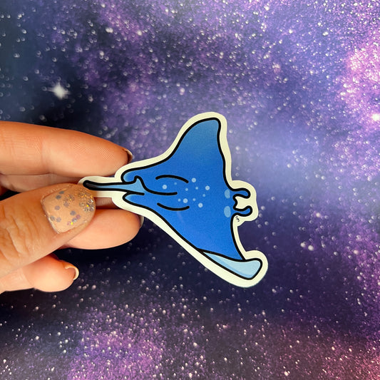 Blue Manta Ray Water Resistant Sticker