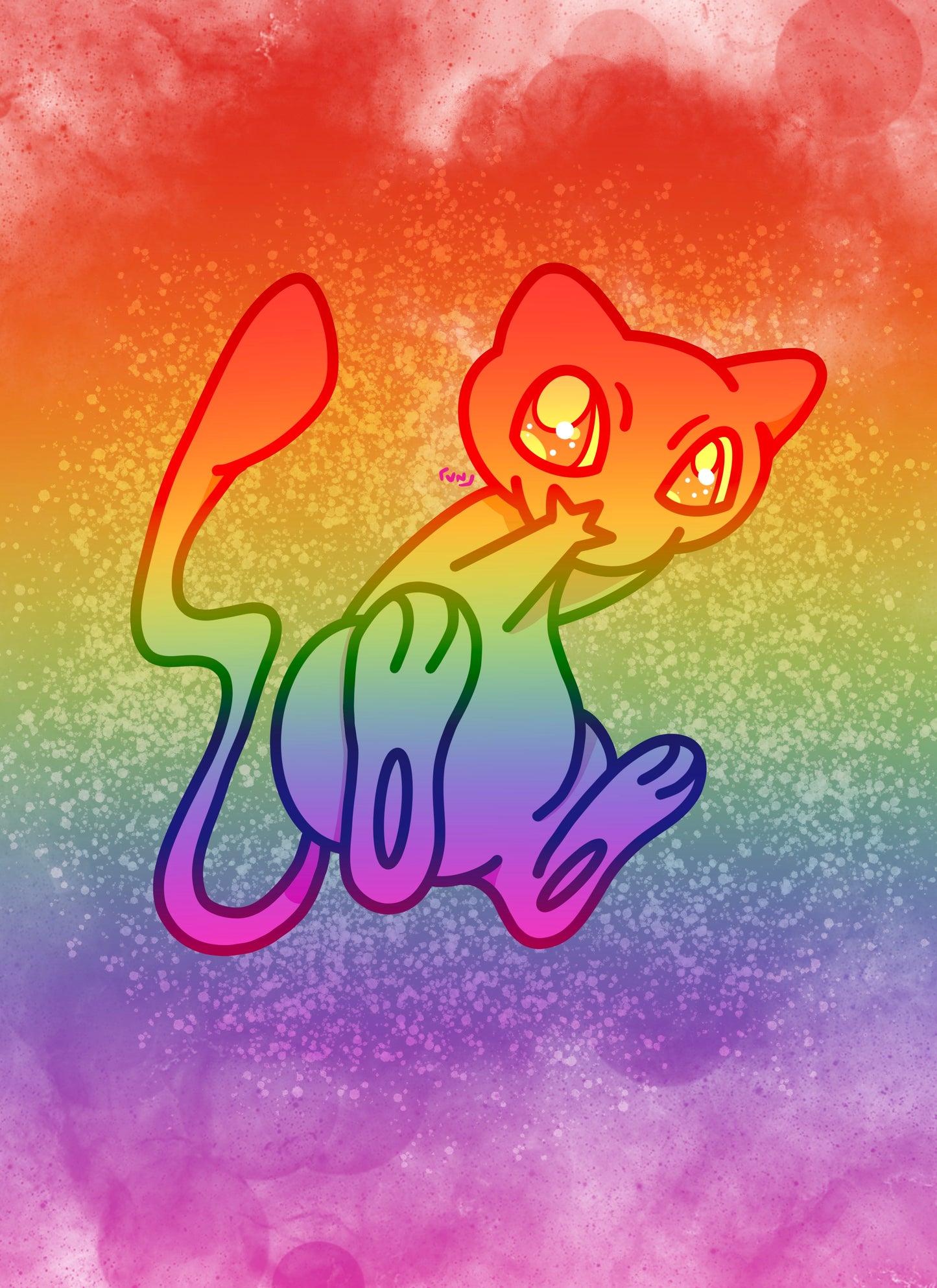 Rainbow Mew Pokémon Glitter Waterproof Sticker