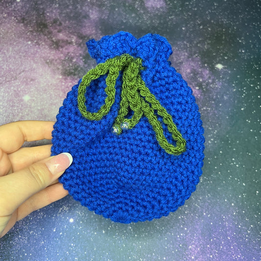 Blueberry Crochet Drawstring Pouch