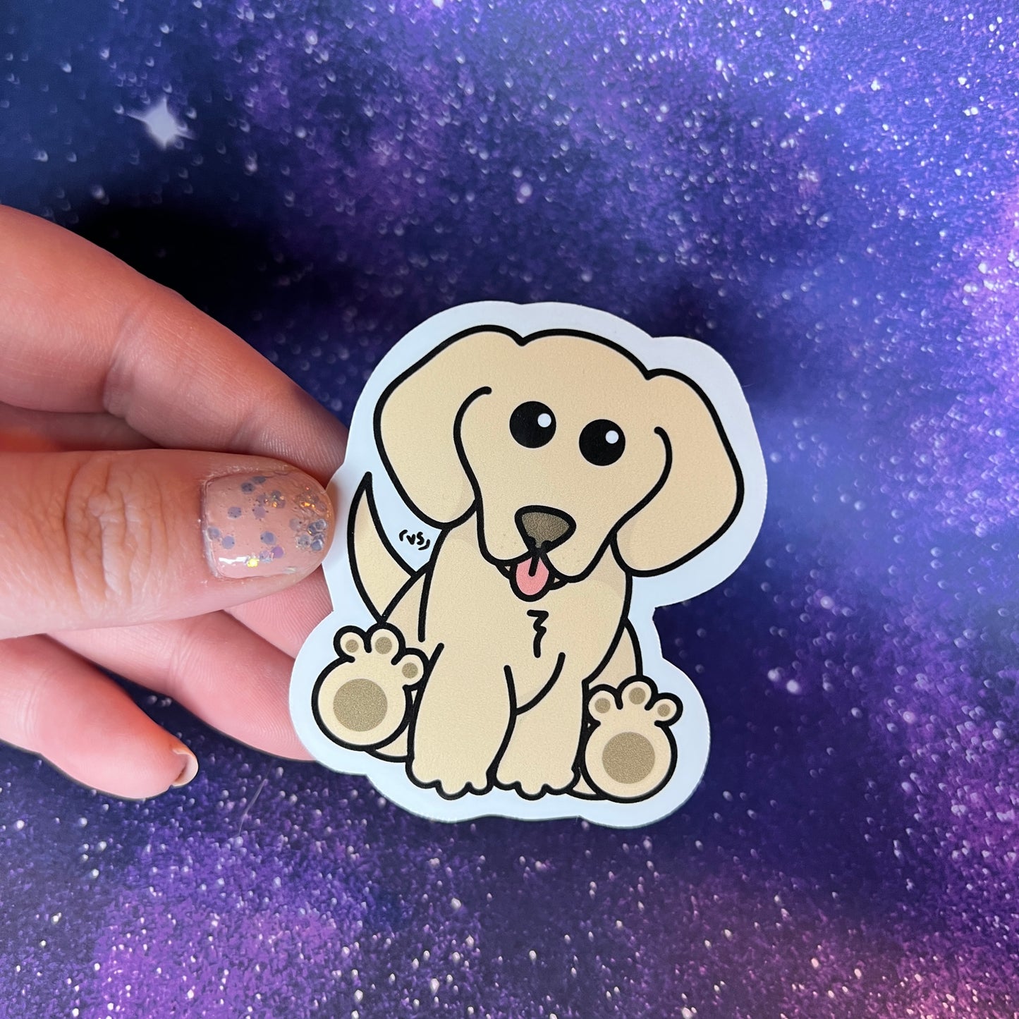 Golden Puppy Water Resistant Sticker