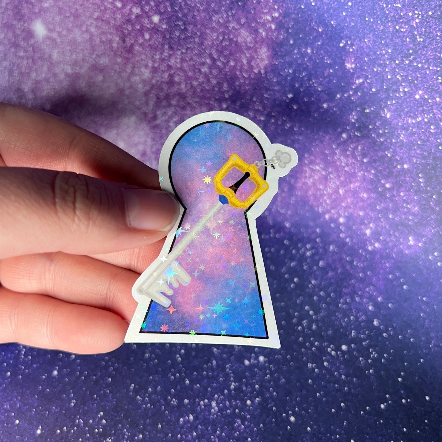 Galaxy Keyhole Keyblade Star Holographic Water Resistant Sticker