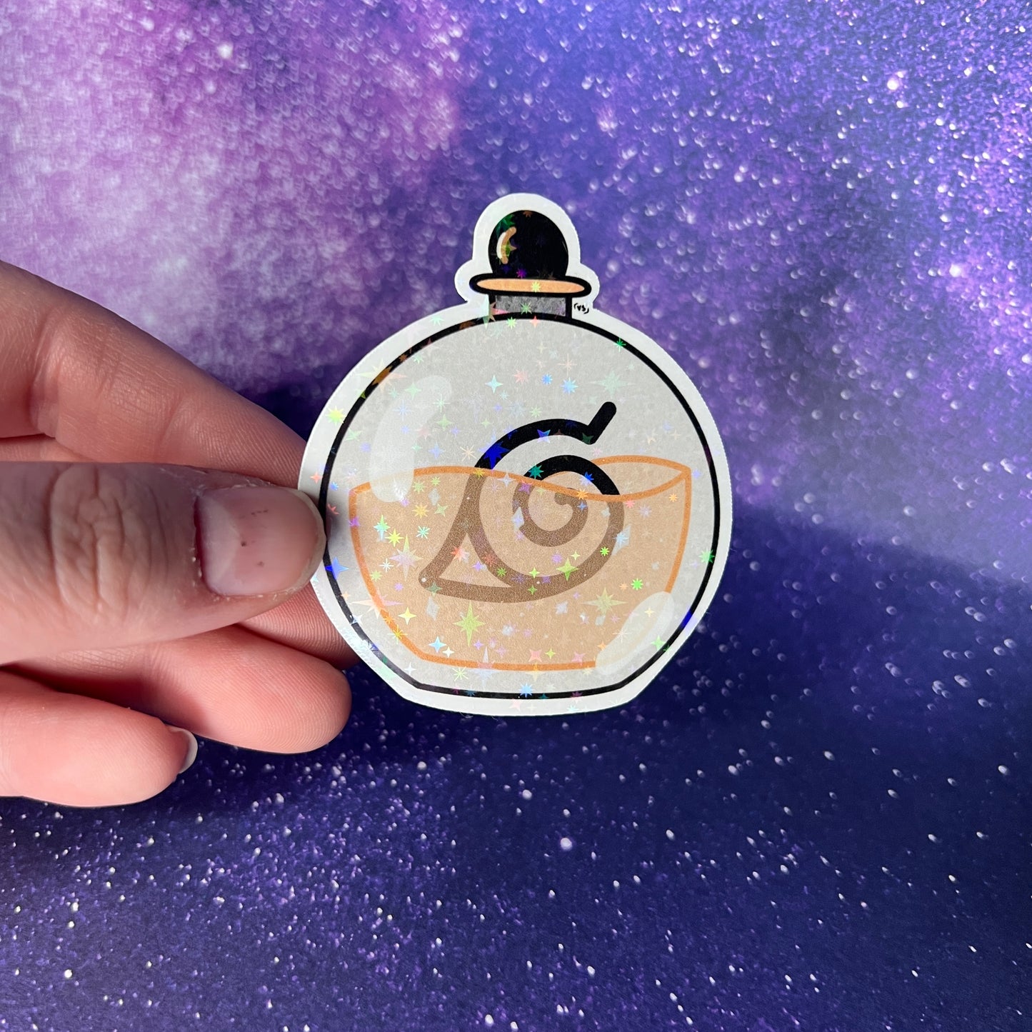 Naruto Potion Bottle Star Holographic Water Resistant Sticker