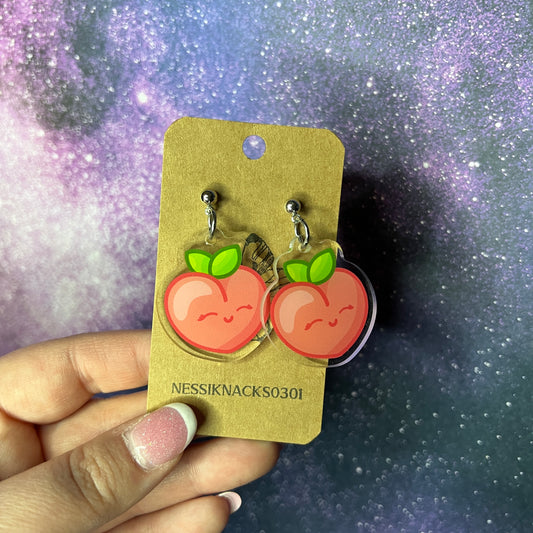 Cutie Peach Acrylic Charm Stud Earrings