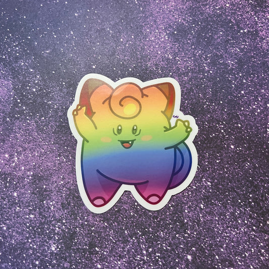 Rainbow Clefairy Pokémon Waterproof Sticker
