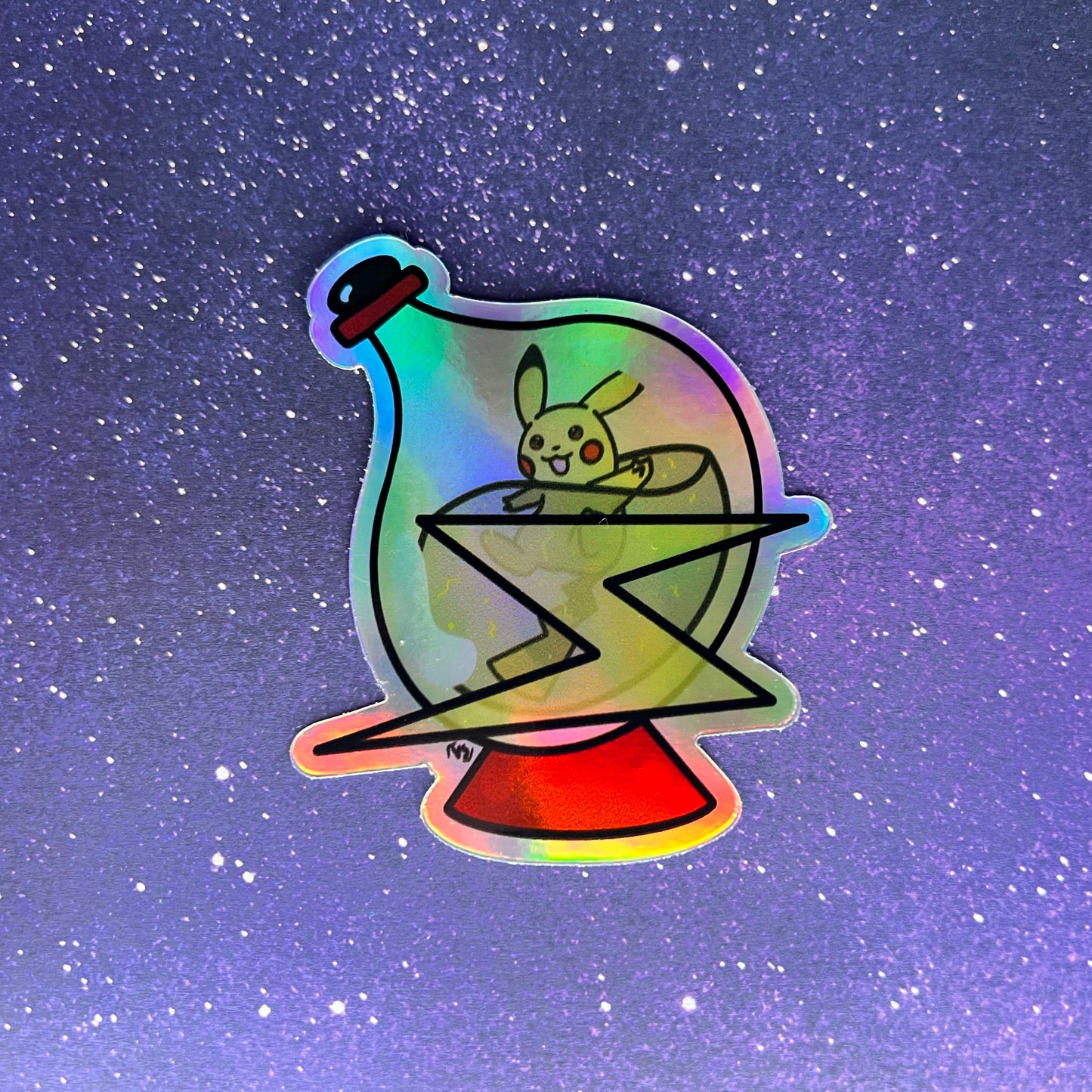 Pikachu in a Bottle Pokémon Holographic Waterproof Sticker