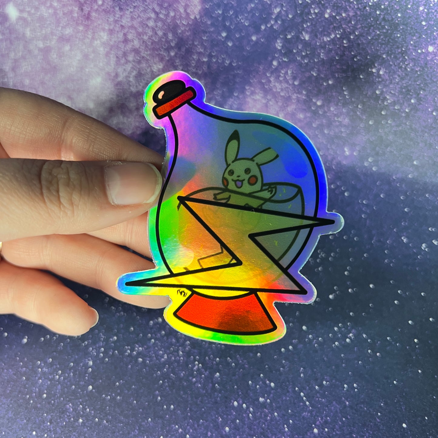 Pikachu in a Bottle Pokémon Holographic Waterproof Sticker