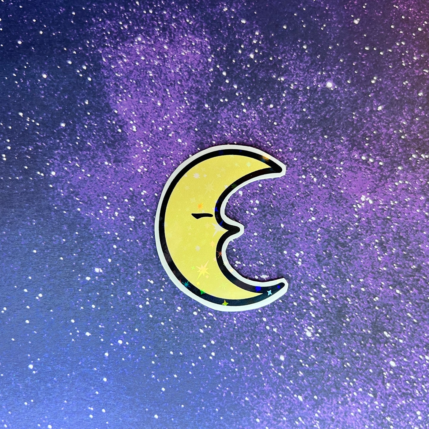 Crescent Moon Star Holographic Water Resistant Sticker