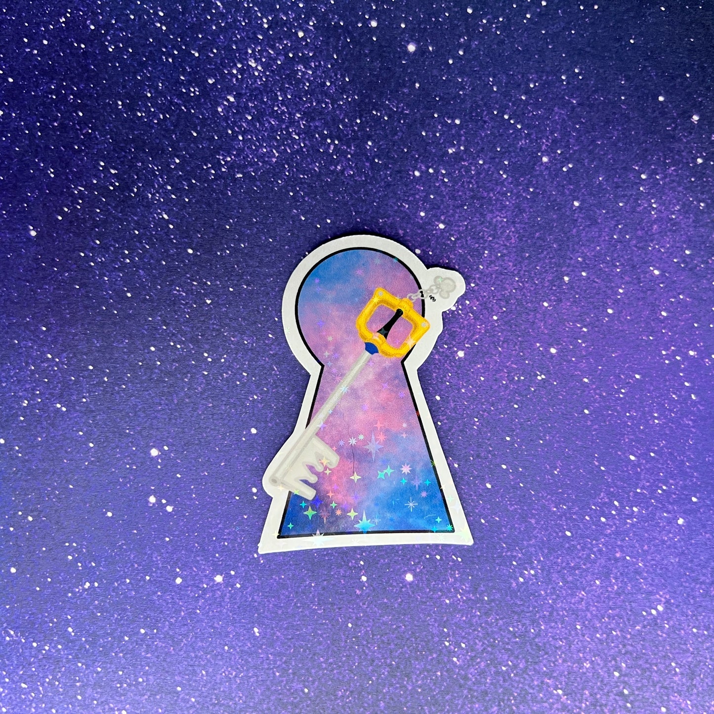 Galaxy Keyhole Keyblade Star Holographic Water Resistant Sticker
