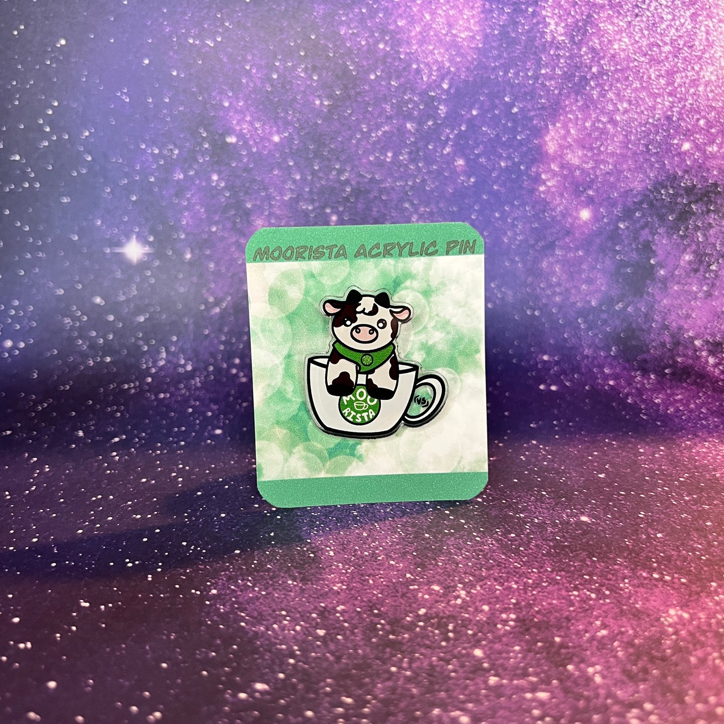 Moorista Cow Barista Acrylic Pin