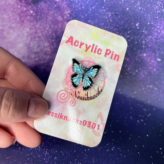 Blue Butterfly Enamel Pin
