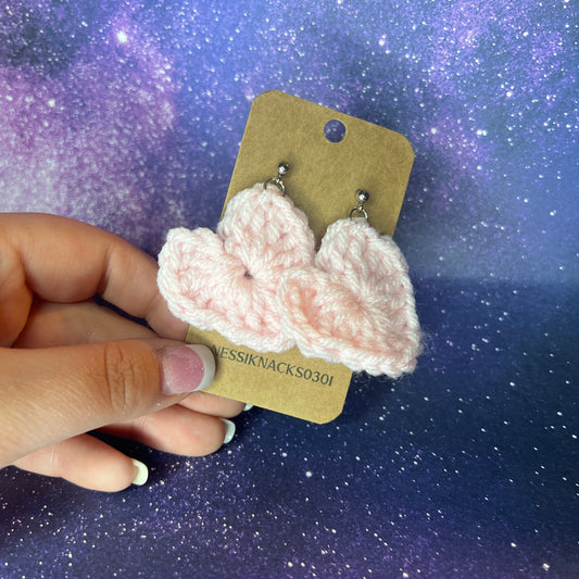 Crocheted Heart Earrings | Multiple Colors |
