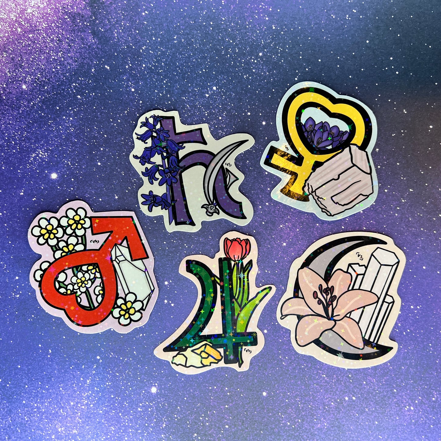 Sailor Guardian Aesthetic Symbol Star Holographic Water Resistant Stickers