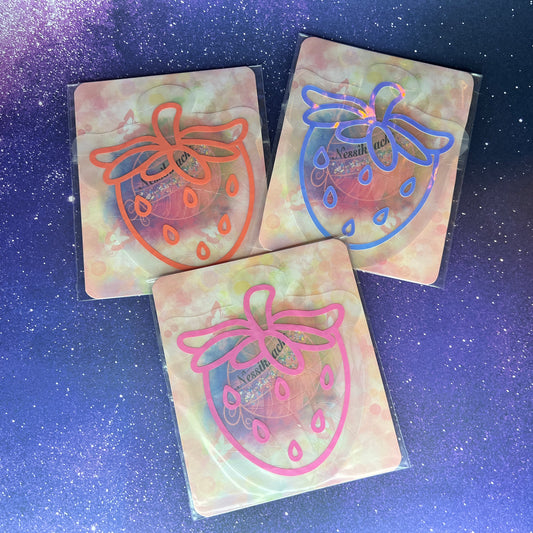 Strawberry Sun Catcher Window Cling | Pink, Peachy Coral, Holographic |