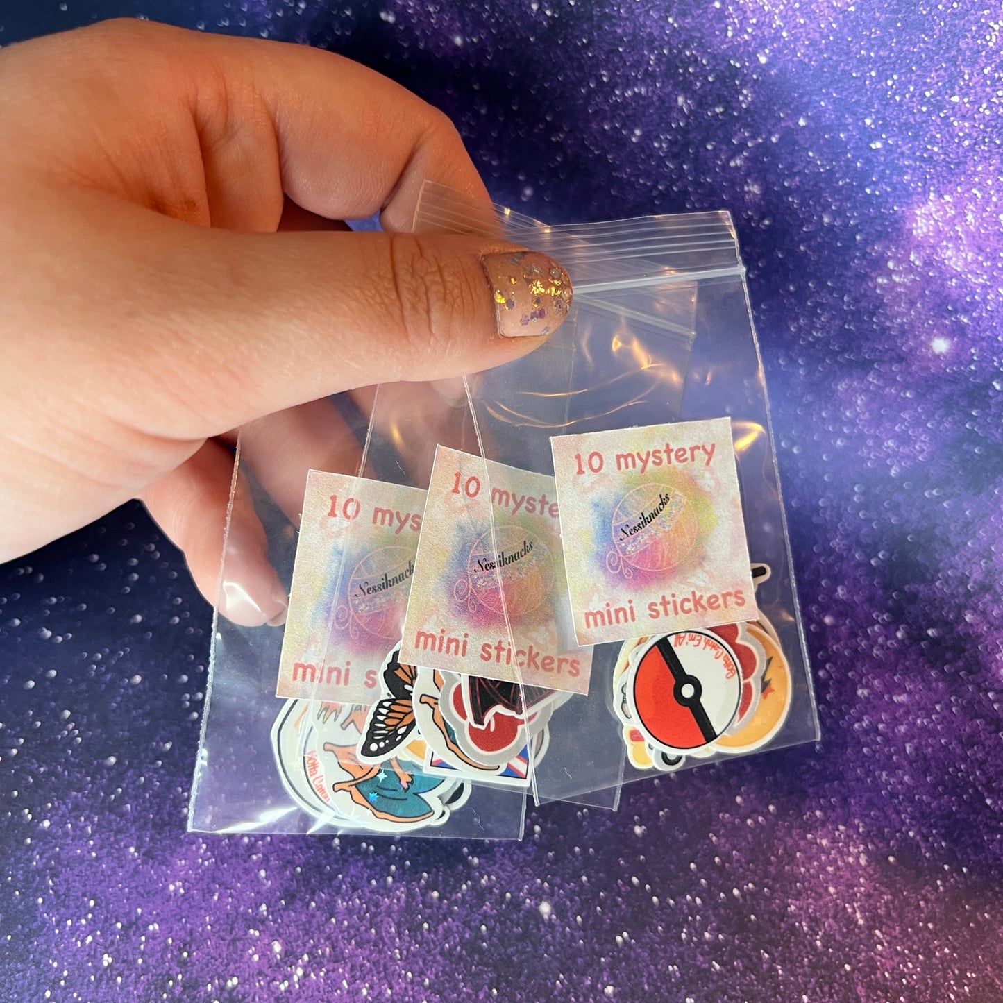 10 Mini Mystery Stickers Water Resistant