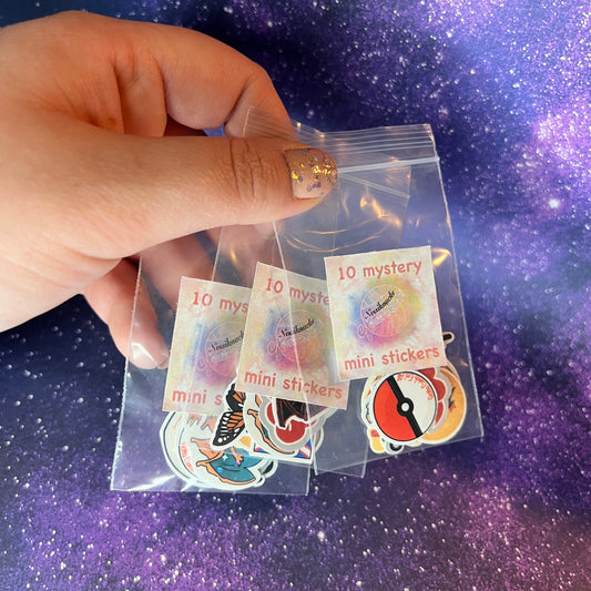 10 Mini Mystery Stickers Water Resistant