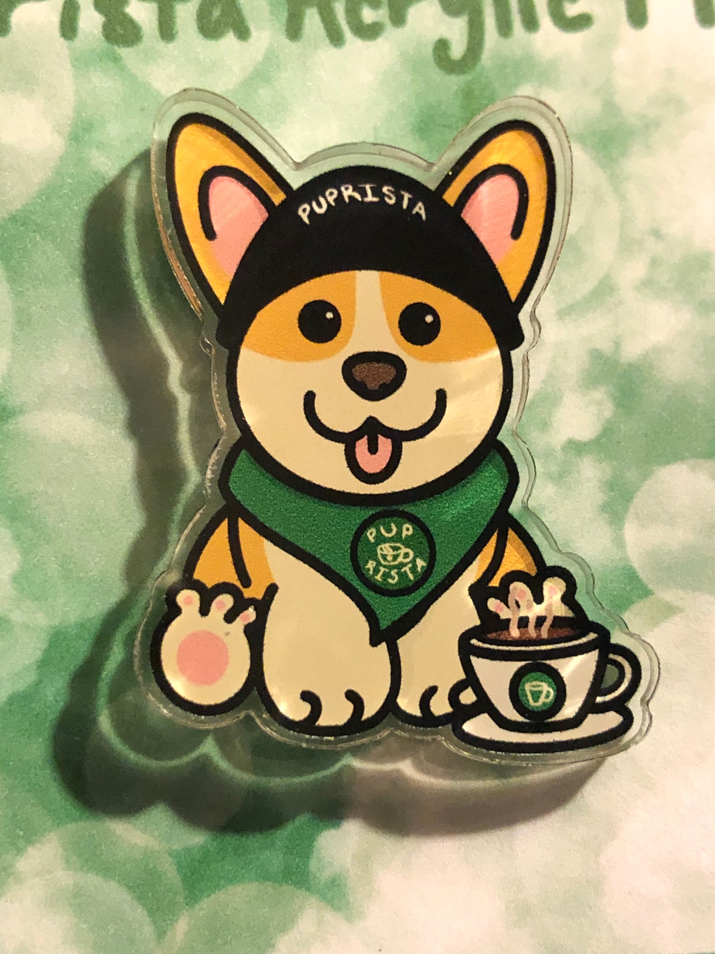 Puprista Barista Puppy Acrylic Pin