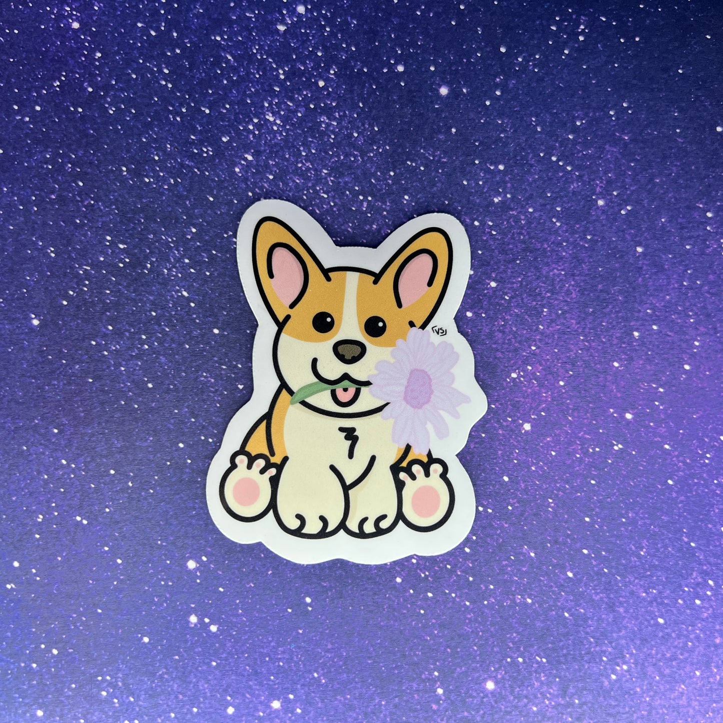 Cheddar With Flower Kawaii Water Resistant Sticker