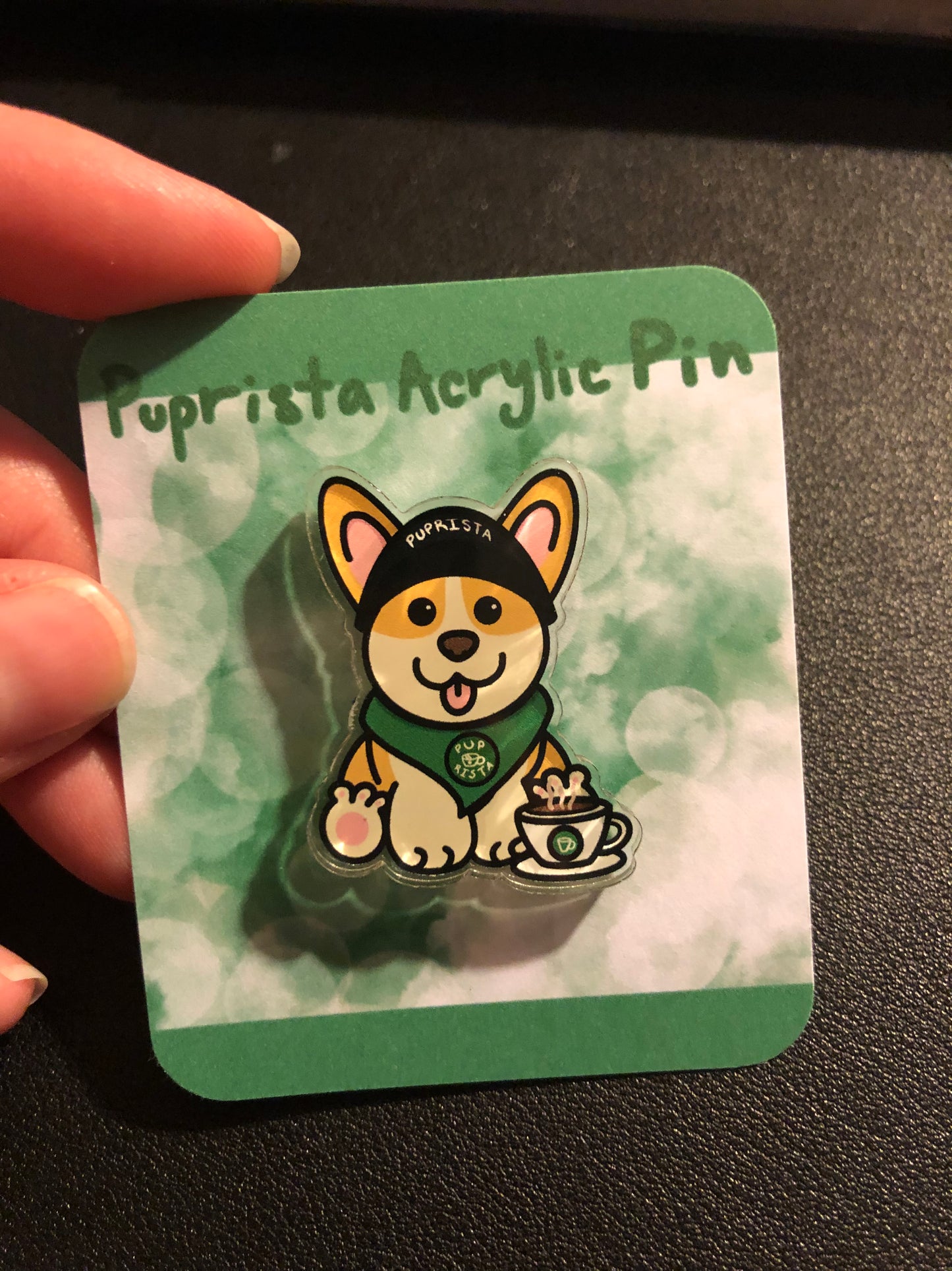 Puprista Barista Puppy Acrylic Pin