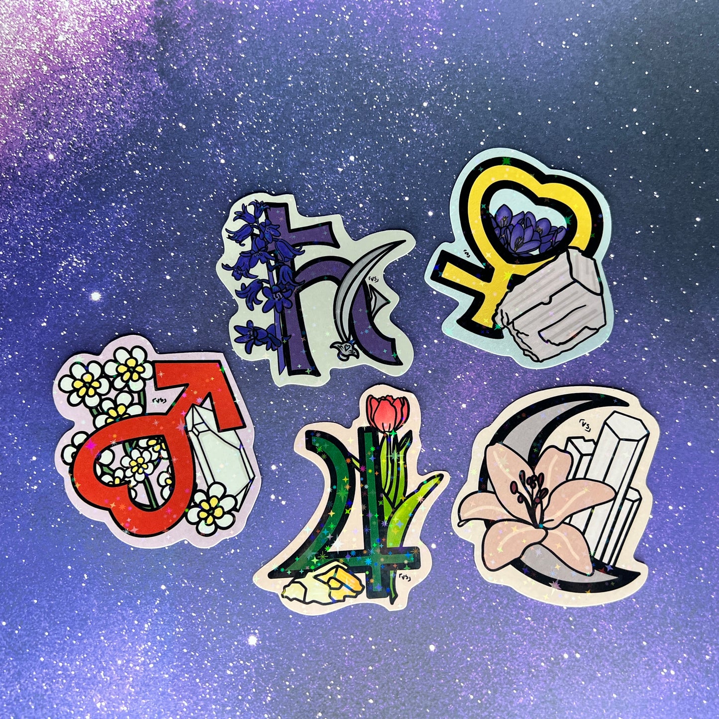Sailor Guardian Aesthetic Symbol Star Holographic Water Resistant Stickers