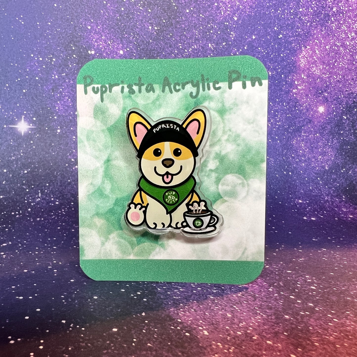Puprista Barista Puppy Acrylic Pin