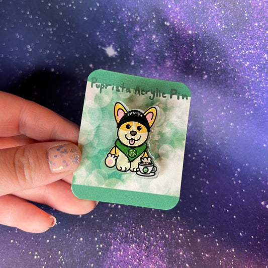 Puprista Barista Puppy Acrylic Pin