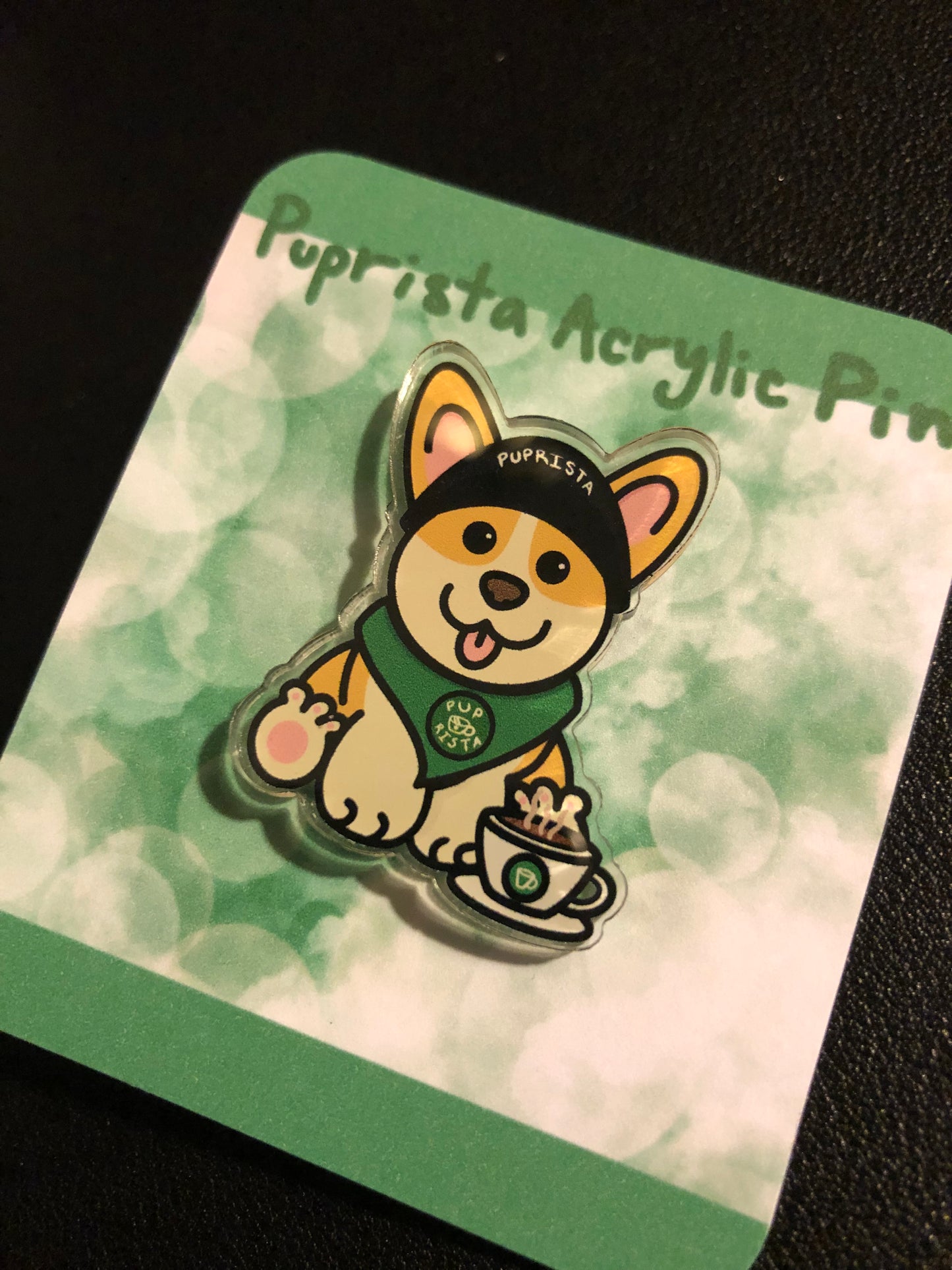 Puprista Barista Puppy Acrylic Pin